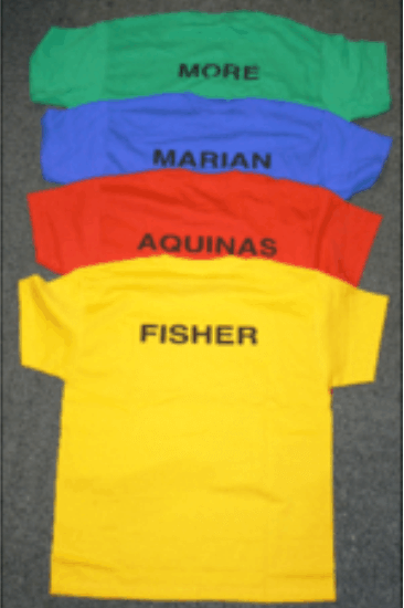 I). Coloured PE T-shirts